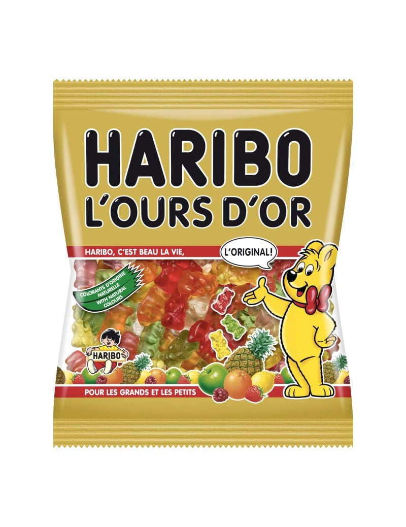 Sachet Bonbons Haribo L'ours d'Or 120 g., décoration anniversaire et