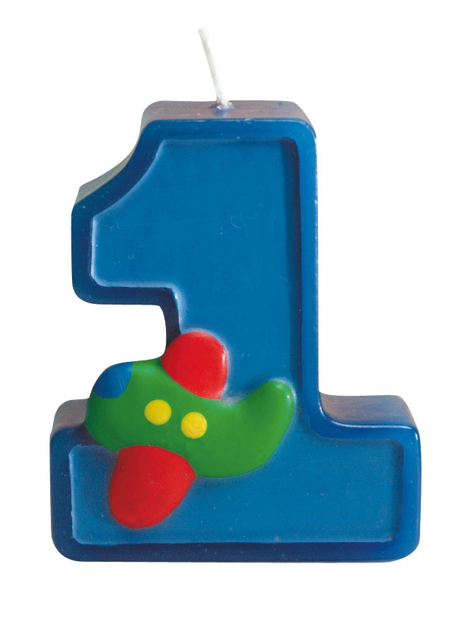 Bougie 1 an bleu garçon, décoration anniversaire et fêtes à thème sur