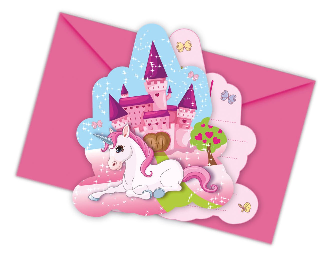 6 cartes invitations enveloppes licorne_227824