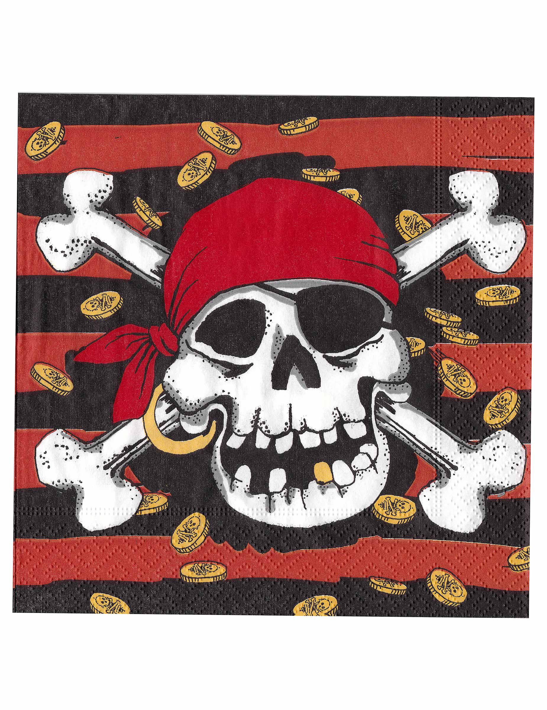 20 Serviettes Drapeau Pirate - Ouate 3 Plis, 33x33cm, Pour Anniversaire Enfant